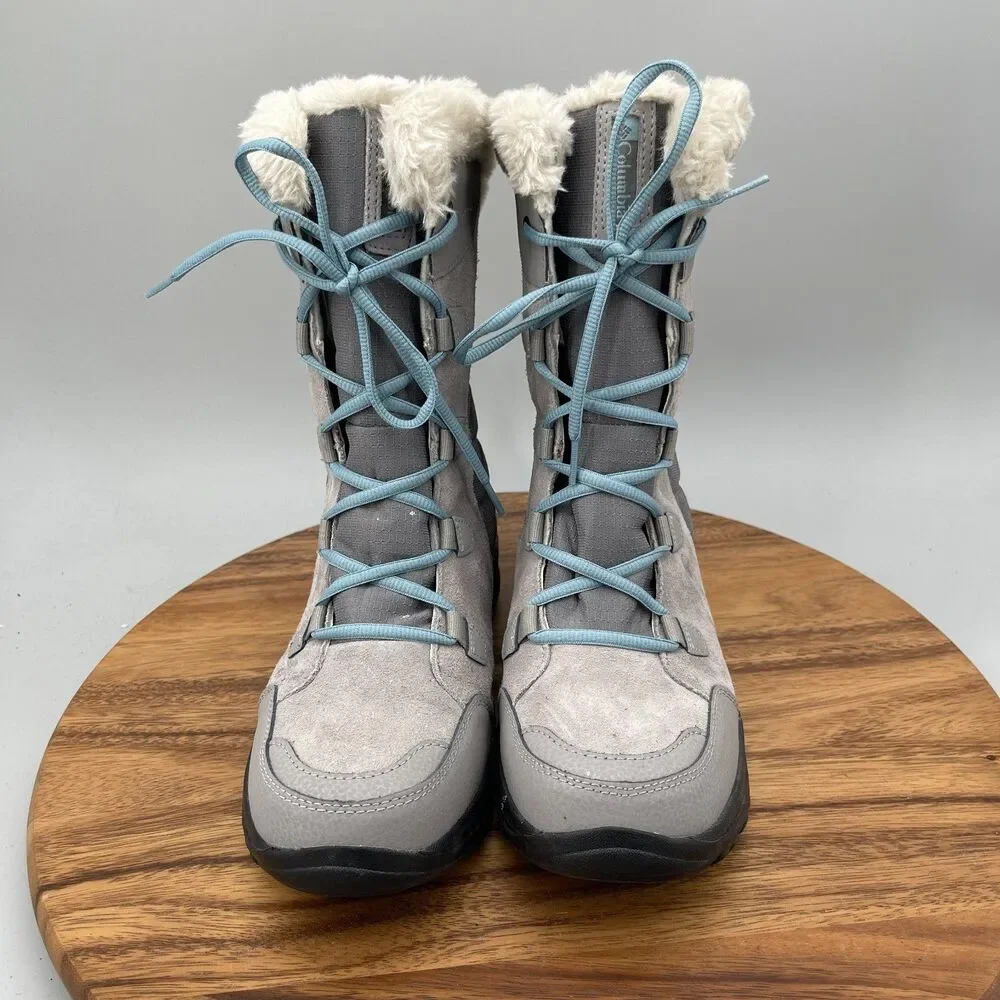 Columbia Ice Maiden II Boots Womens Size 10 Gray Snow Winter Quilted Faux Fur